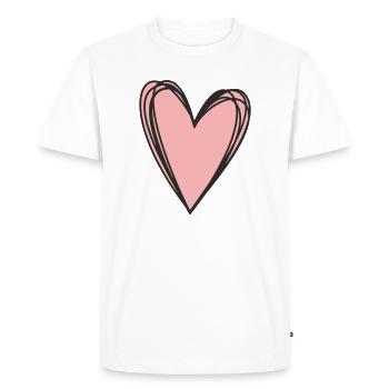 Cœur – Symbole d’amour et de connexion - T-shirt Premium bio Homme - blanc - Devant - Nico (187cm)