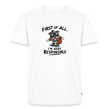 Diction des sports d’hiver de snowboard Bulldog chien - T-shirt Premium bio Homme - blanc - Devant - Nico (187cm)