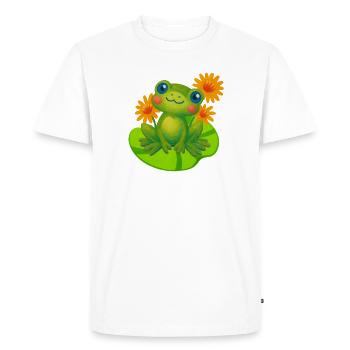 Cute frog between orange water lilies - Men's Premium Organic T-Shirt - white - Front - Nico (187cm)