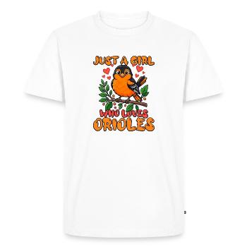 Juste une fille qui adore les orioles. - T-shirt Premium bio Homme - blanc - Devant - Nico (187cm)