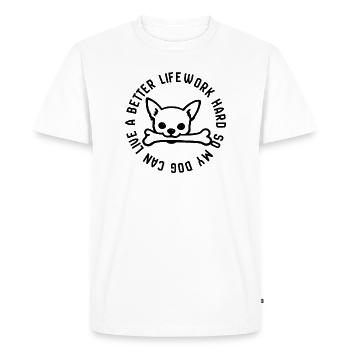 T-shirt Travaille dur pour mon chien Drôle de propriétaire de chien - T-shirt Premium bio Homme - blanc - Devant - Nico (187cm)
