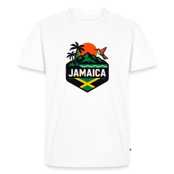 Palmiers de Jamaïque Colibri du coucher de soleil - T-shirt Premium bio Homme - blanc - Devant - Nico (187cm)