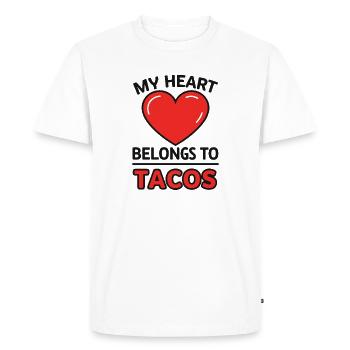 Mon cœur appartient aux tacos - T-shirt Premium bio Homme - blanc - Devant - Nico (187cm)