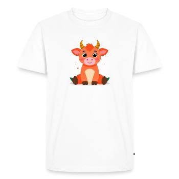 Mignonne prise de tête de vache Highland - Drôle de design comique - T-shirt Premium bio Homme - blanc - Devant - Nico (187cm)