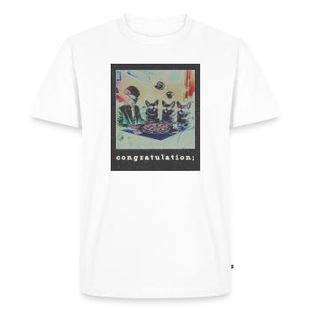 Une soirée pizza rétro Alien Corgi Œuvre d’art surréaliste - T-shirt Premium bio Homme - blanc - Devant - Nico (187cm)