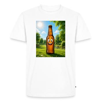 Bouteille de bière riante dans le parc - T-shirt Premium bio Homme - blanc - Devant - Nico (187cm)