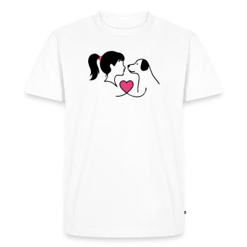 Maman Chien Fille Chien Chère Maîtresse - T-shirt Premium bio Homme - blanc - Devant - Nico (187cm)