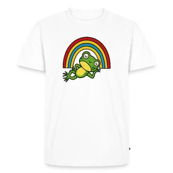 Relaxing frog under the rainbow - Men's Premium Organic T-Shirt - white - Front - Nico (187cm)