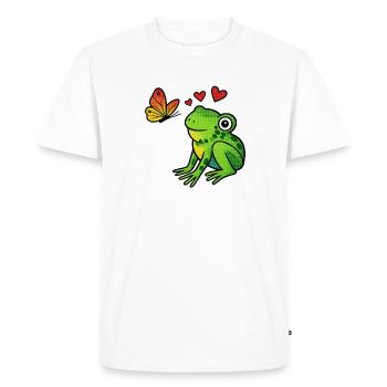 Grenouille et papillon au cœur - T-shirt Premium bio Homme - blanc - Devant - Nico (187cm)