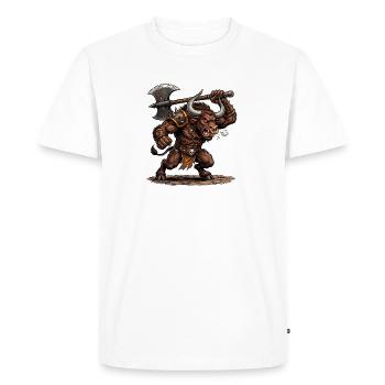 Minotaure à la hache - T-shirt Premium bio Homme - blanc - Devant - Nico (187cm)