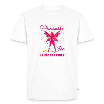 Princesse Devenue Fée Pas Chier Humour - T-shirt Premium bio Homme - blanc - Devant - Nico (187cm)