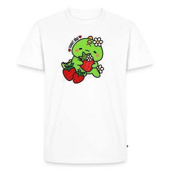 Sweet dinosaur with strawberries - Men's Premium Organic T-Shirt - white - Front - Nico (187cm)
