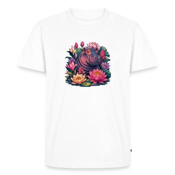 Lotus Hippo dans La Magie des Couleurs - T-shirt Premium bio Homme - blanc - Devant - Nico (187cm)