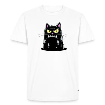 Portrait du Chat Sombre - T-shirt Premium bio Homme - blanc - Devant - Nico (187cm)