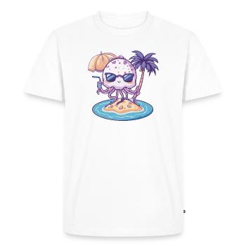 Vacances d’été des méduses - T-shirt Premium bio Homme - blanc - Devant - Nico (187cm)