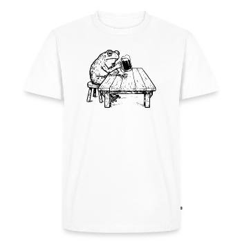Grenouille drôle boit de la bière - T-shirt Premium bio Homme - blanc - Devant - Nico (187cm)