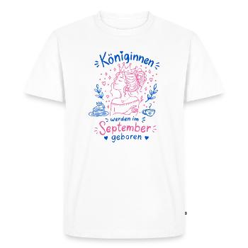 Queens Born in September Doodle - Men's Premium Organic T-Shirt - white - Front - Nico (187cm)