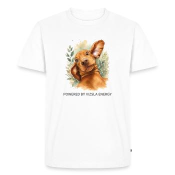 Propulsé par Vizsla Energy – Drôle de chien Vizsla - T-shirt Premium bio Homme - blanc - Devant - Nico (187cm)