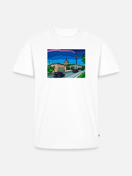 Retro City Straßenszene - Männer Premium Bio T-Shirt - Weiß