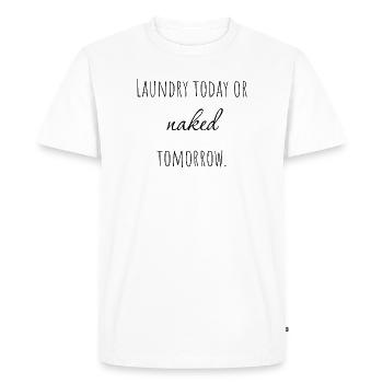 Lessive aujourd’hui ou nu demain. - T-shirt Premium bio Homme - blanc - Devant - Nico (187cm)