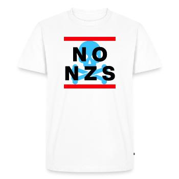 NO NZS NEVER AGAIN ANTI-FASCISM NO AFD BLUE - Men's Premium Organic T-Shirt - white - Front - Nico (187cm)