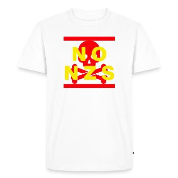 PAS DE NZS PLUS JAMAIS ANTIFASCISME PAS AFD JAUNE ROUGE - T-shirt Premium bio Homme - blanc - Devant - Nico (187cm)