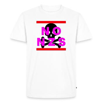NO NZS NEVER AGAIN ANTIFASCISM NO AFD PINK - Men's Premium Organic T-Shirt - white - Front - Nico (187cm)