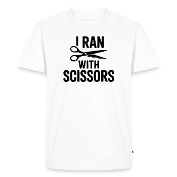 J’ai couru avec des ciseaux - T-shirt Premium bio Homme - blanc - Devant - Nico (187cm)