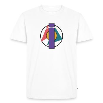 Violet Géométrique Triangles et Cercle - T-shirt Premium bio Homme - blanc - Devant - Nico (187cm)