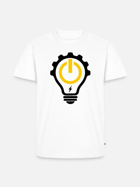Elektriker Glühbirne Blitz und Zahnrad - Männer Premium Bio T-Shirt - Weiß