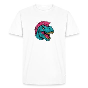 Punk tyrannosaurus with a mohawk - Men's Premium Organic T-Shirt - white - Front - Nico (187cm)