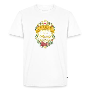 Maman de la Mariée Floral Or Mariage - T-shirt Premium bio Homme - blanc - Devant - Nico (187cm)
