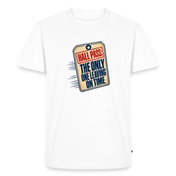 Professeur Humour Pass Hall Le seul à partir sur Ti - T-shirt Premium bio Homme - blanc - Devant - Nico (187cm)