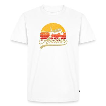Aviator Sunset Retro Logo - Men's Premium Organic T-Shirt - white - Front - Nico (187cm)