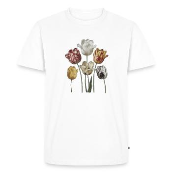 Aquarelles vintage de bouquets de tulipes - T-shirt Premium bio Homme - blanc - Devant - Nico (187cm)