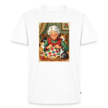 L’atelier de courtepointe pour chats de grand-mère - T-shirt Premium bio Homme - blanc - Devant - Nico (187cm)