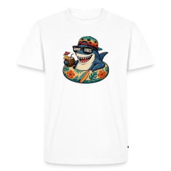 Requin d’été avec vibraons Ambiance d’été - T-shirt Premium bio Homme - blanc - Devant - Nico (187cm)