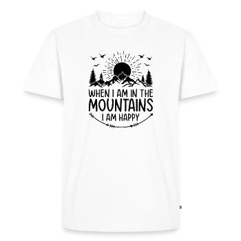 Quand je suis à la montagne, je suis heureux - Montagne H - T-shirt Premium bio Homme - blanc - Devant - Nico (187cm)