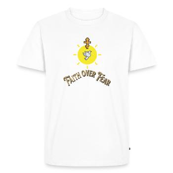 Faith Over Fear - Pigeon Vintage - Men's Premium Organic T-Shirt - white - Front - Nico (187cm)