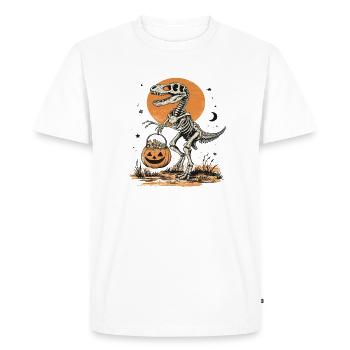 Tyrannosaurus Rex Meme Halloween Dino Skeleton - Men's Premium Organic T-Shirt - white - Front - Nico (187cm)