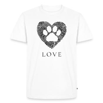 Cœur de patte Empreinte de cœur de patte - T-shirt Premium bio Homme - blanc - Devant - Nico (187cm)