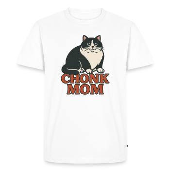 Chonk Mom Cat Retro Emblem - Men's Premium Organic T-Shirt - white - Front - Nico (187cm)