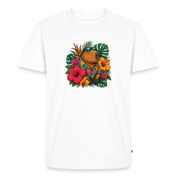Hawaiian Bear with Hibiscus - Men's Premium Organic T-Shirt - white - Front - Nico (187cm)