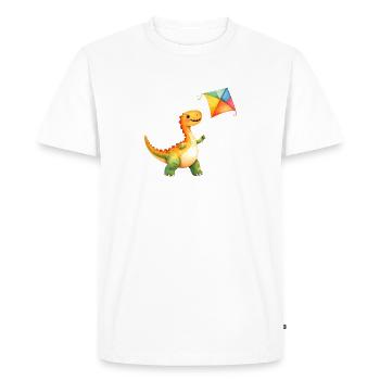 Dinosaur flies a kite – Dino - Men's Premium Organic T-Shirt - white - Front - Nico (187cm)