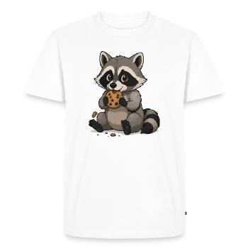 Raton laveur câlin avec biscuit - T-shirt Premium bio Homme - blanc - Devant - Nico (187cm)