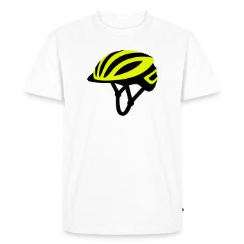 Yellow Bicycle Helmet Graphic - Men's Premium Organic T-Shirt - white - Front - Nico (187cm)