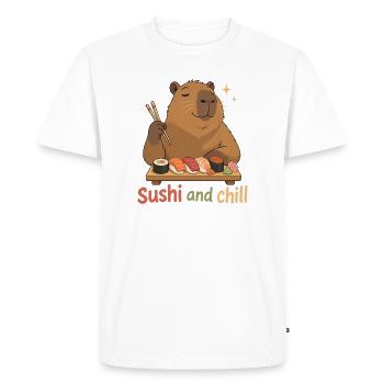 Cabybara Sushi et Chill - T-shirt Premium bio Homme - blanc - Devant - Nico (187cm)