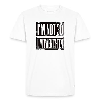 Je n’ai pas 30 ans, j’ai 20 ans - T-shirt Premium bio Homme - blanc - Devant - Nico (187cm)
