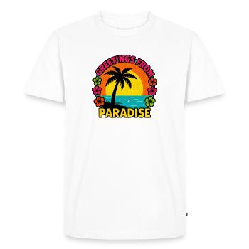 Salutations du Paradis - T-shirt Premium bio Homme - blanc - Devant - Nico (187cm)
