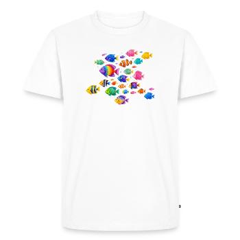 Illustration colorée de poissons tropicaux - T-shirt Premium bio Homme - blanc - Devant - Nico (187cm)